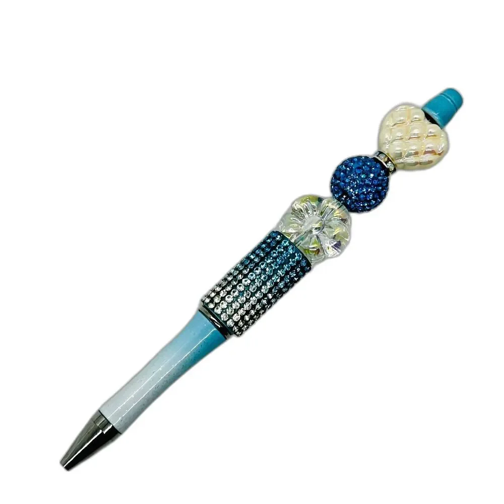 Unique Handmade Blue Ombre Iridescent Crystals Beaded Pen